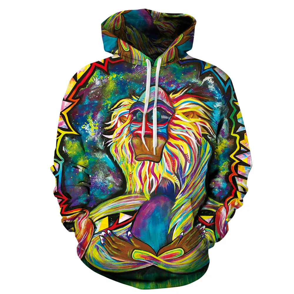 

Hoodie Colorful Graffiti Rasta Monkey Elder Hoodie Men and Women 3d Sweatshirt Hoodie