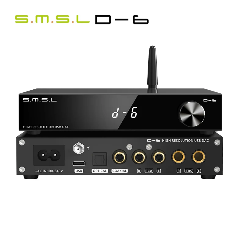 SMSL D-6 декодер двойной Ak4493s поддержка DSD512 PCM 768 кГц/32 бит D6 DAC Bluetooth 5 1 SBC/AAC/APTX HD/LDAC с