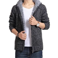 autumn winter mens thick sweatercoat collar zipper sweater coat outerwear winter fleece cashmere liner sweatersturn down collar