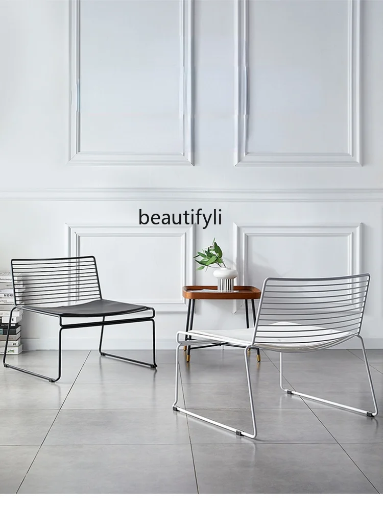 

GY Nordic Couch Single Home Dining Chair Iron Lazy Leisure Backrest Stool Photo Clothing Store Chair