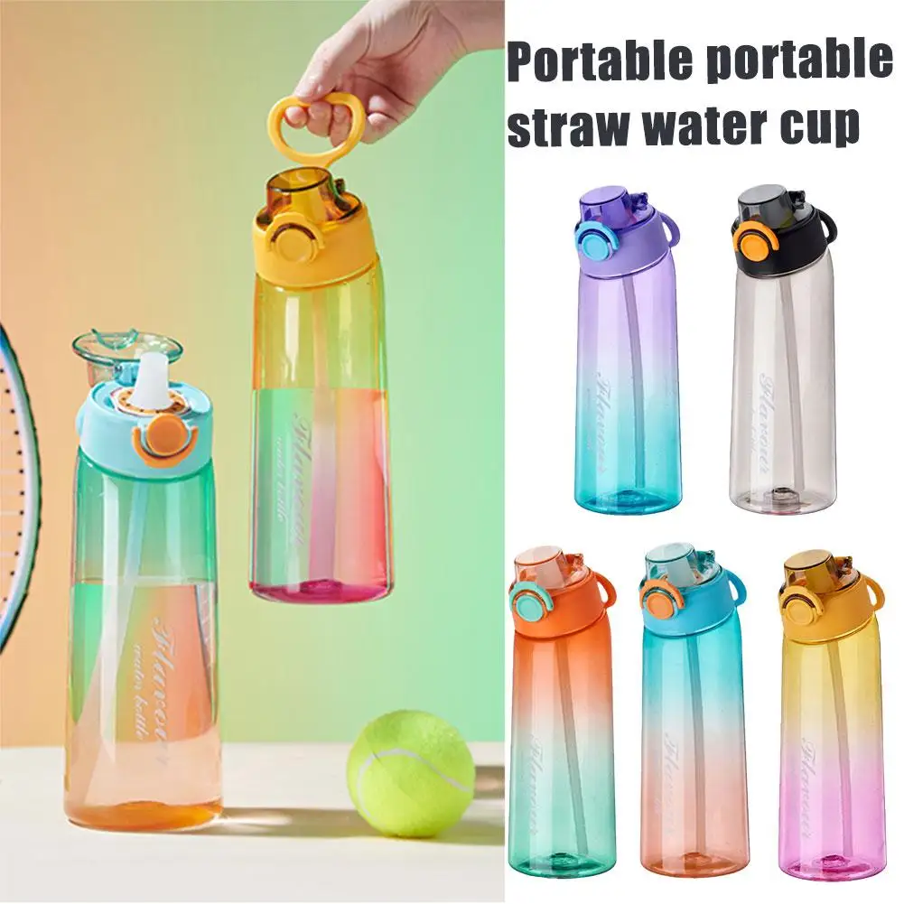 

1000ml Cute Water Bottle Cartoon Portable Motivational Tools Sports Plastic Straw Camping With Water Outdoor Cup Drinking H8D4