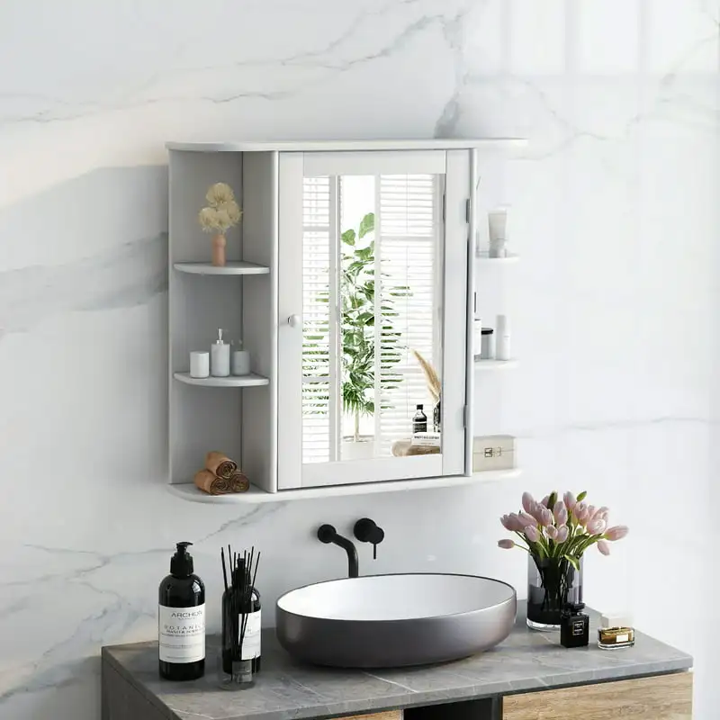 

Mount Wall Surface Bathroom Storage Cabinet Mirror White