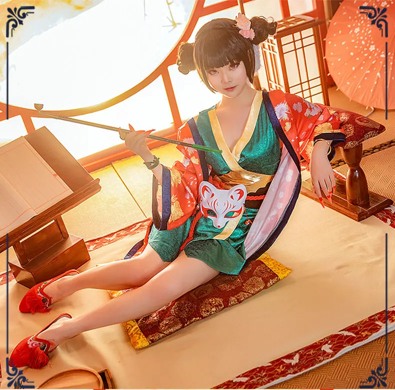 Женский костюм-кимоно в стиле аниме с героями мультфильмов