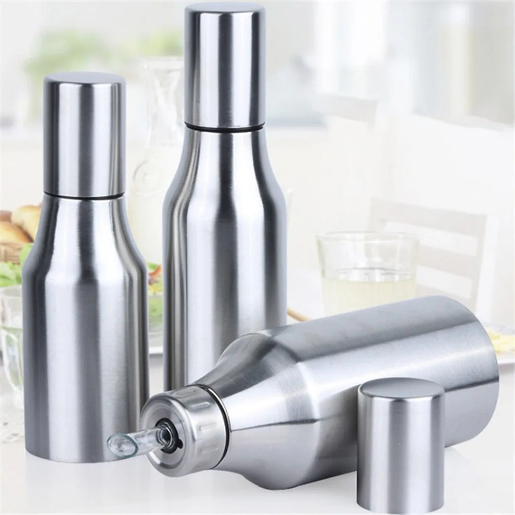 

Leak Proof Olive Oil Container Stainless Steel Dust Proof Vinegar Pourer Bottle Sauce Dispenser Pot Kitchen Restaurant Supplies