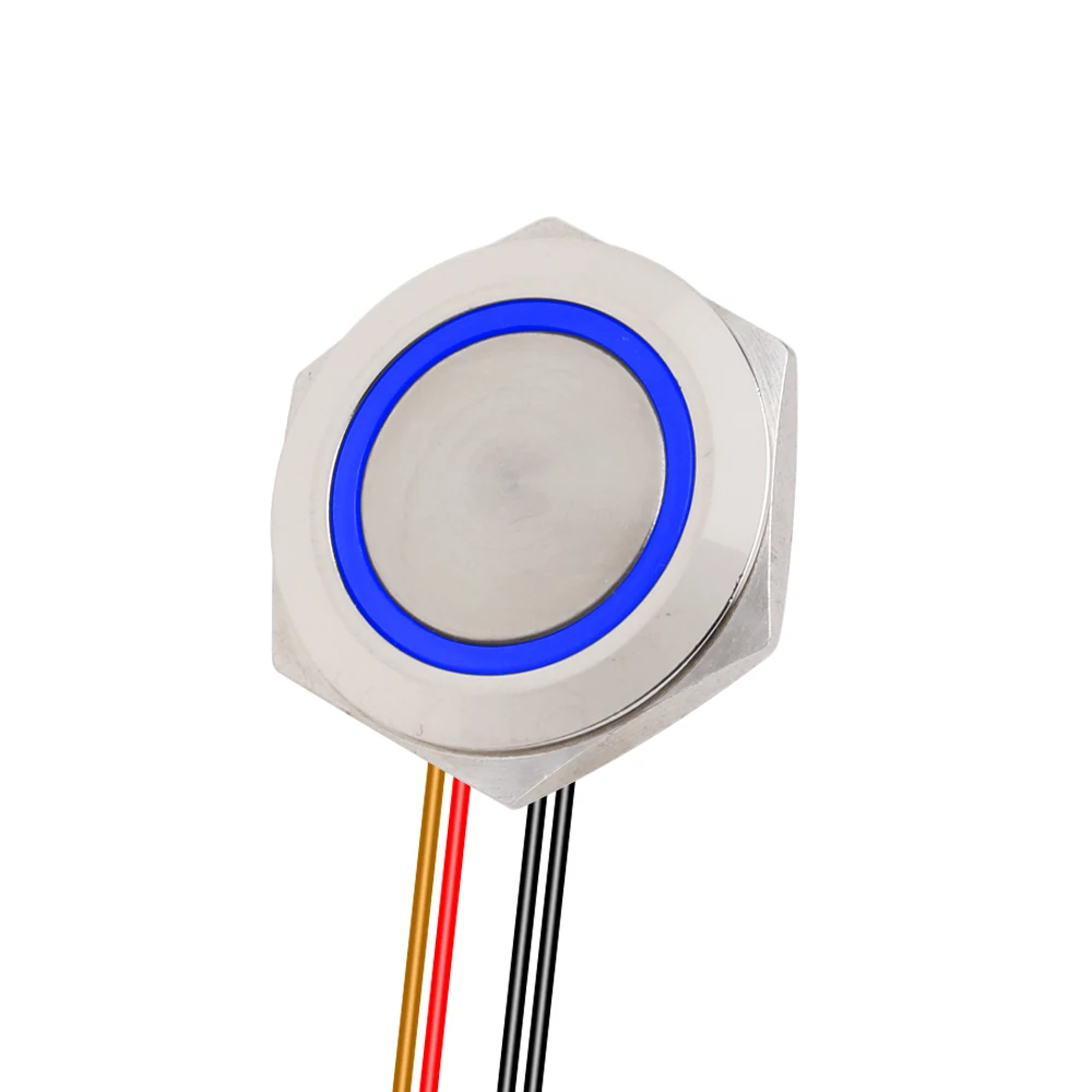 

1 шт., 22 мм, ультра короткий кнопочный переключатель, 12 В, 24 В, 6 В, светодиодный светильник, красные кнопки мгновенного самосброса без крепления с проводами