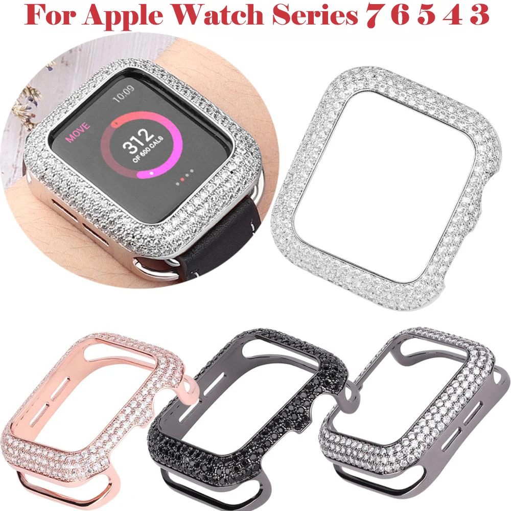 

Metal Diamond Watch Case For Apple Watch 38mm 40mm 42mm 44mm 41mm 45mm Protective Bumper Cover For iWatch Series 8 7 6 5 4 3 SE