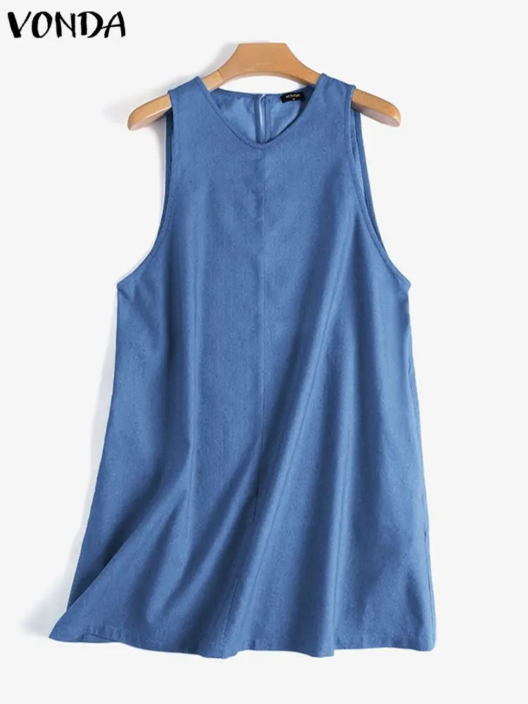 Джинсовое платье VONDA 2023 женское летнее мини-платье сексуальный пляжный