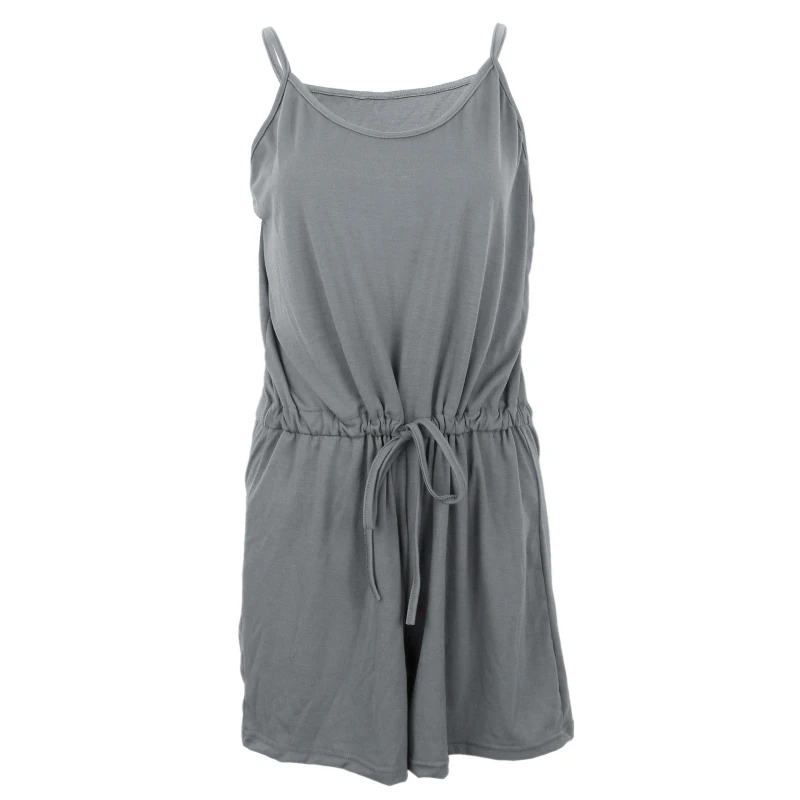 

Women Spaghetti Strap Short Pants Jumpsuit Sexy V-Neck Drawstring Cami Rompers