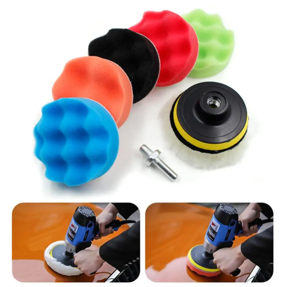 

8pcs Polishing Sponge 3/4/5/7 Inch Car Polishing Sponge Pads Kit Auto Beauty Waxing Polishing Pad For Car Drill Bit Adapter