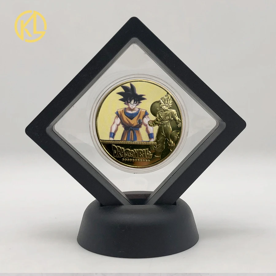

DBZ 34 Designs Dragon Anime Son-Goku-Bejita-Bulma-Torankusu-Kuririn Gold Color Plated Manga Coins for Boy Gift