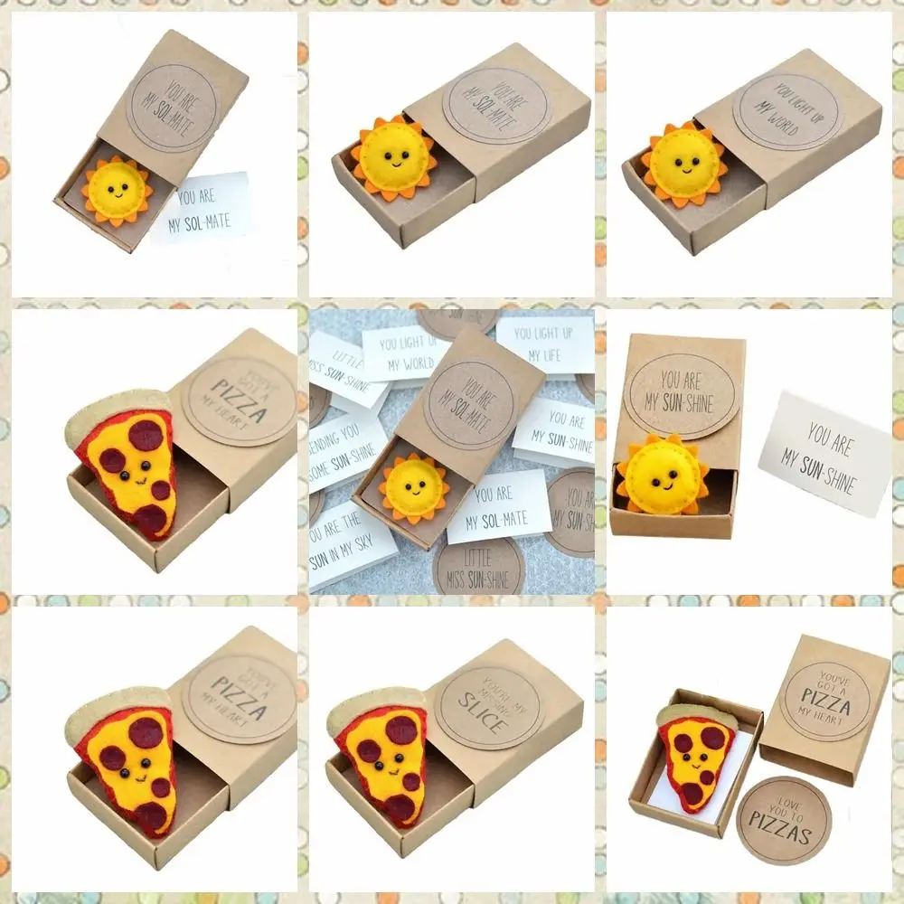 Matchbox Toy Cute Sun Pizza Plush Doll Card Box Gift Halloween Xmas Pizza Box Toy