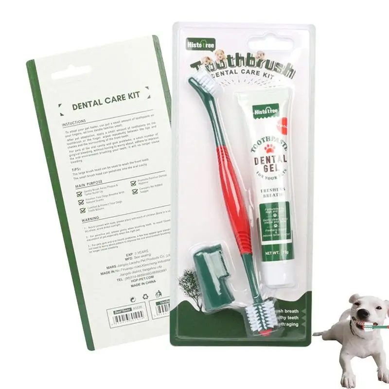 

Dog Tooth Brushing Kit Removes Tough Teeth Stains Teeth Brushing Cleaner Pet Breath Freshener Oral Care Dental Cleaning Kit For