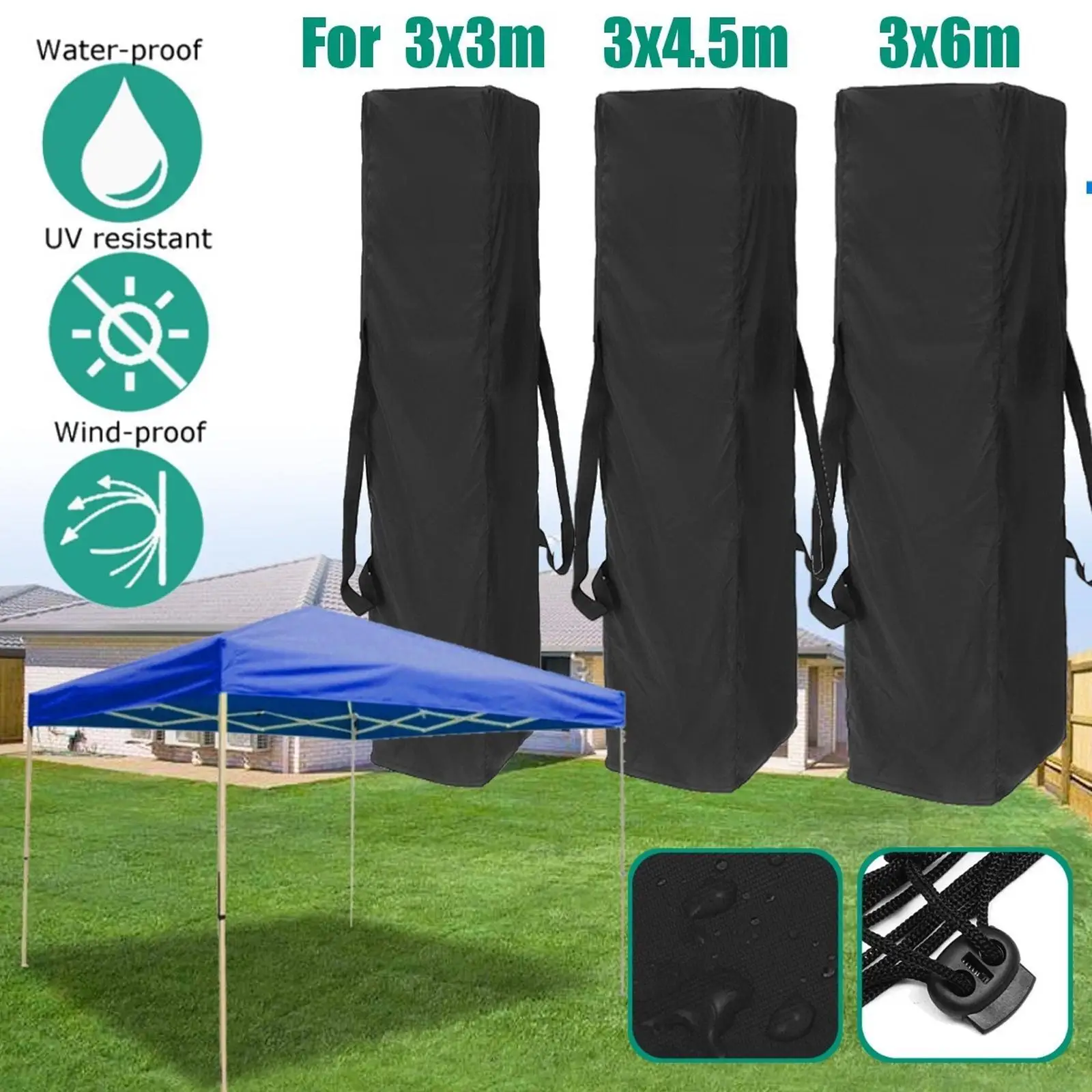 

Large Canopy Awning Protector Cover Retractable Roller Shutter Awning Dust Cover Patio Garden Rain Shed Storage Bag 34/44/45CM
