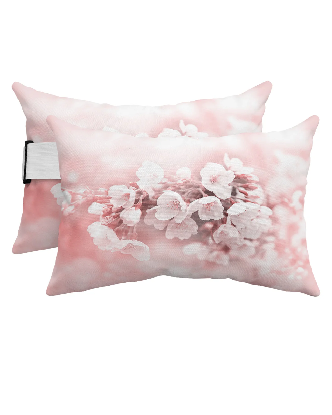 

Flower Plant Cherry Blossom Pink Waterproof Pillow With Insert Adjustable Lounge Chair Recliner Head Lumbar Travel Pillow