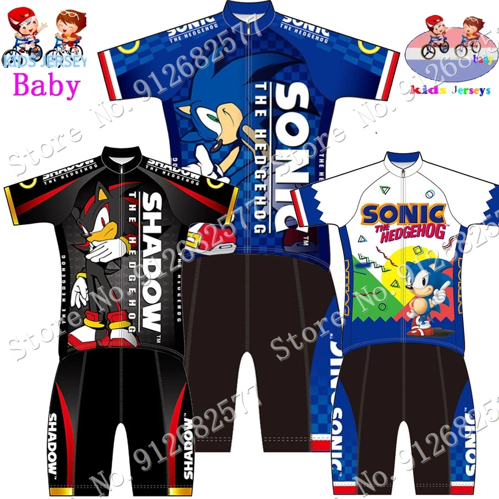 

Kids Cartoon Anime Cycling Jersey Set 2022 Boy Girls Sonic Cycling Clothing Children Road Bike Shirts Suit Maillot Ciclismo Ropa