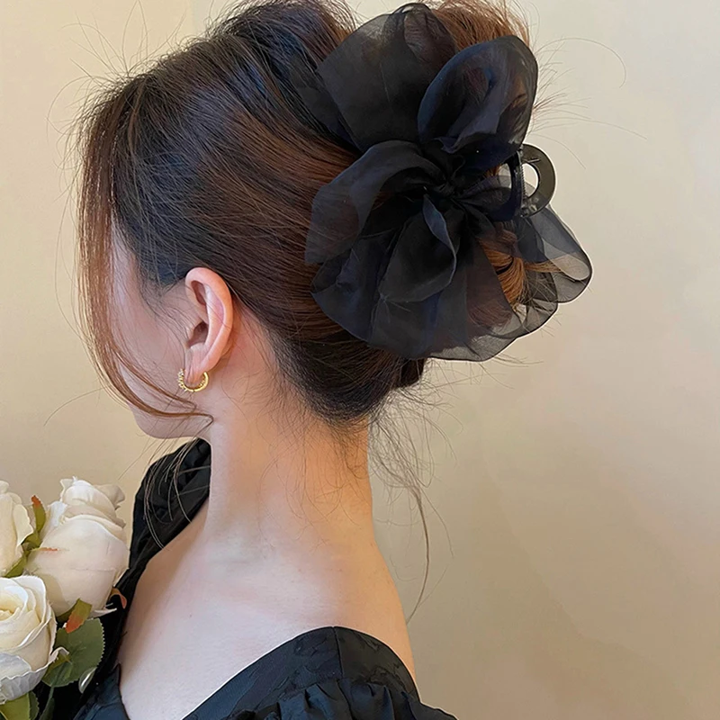

1PC Mesh Bow Grip Clip Female Ponytail Braid Hair Claw Clip Elegant Girl Hair Clip Hair Accessories Gift Headdress