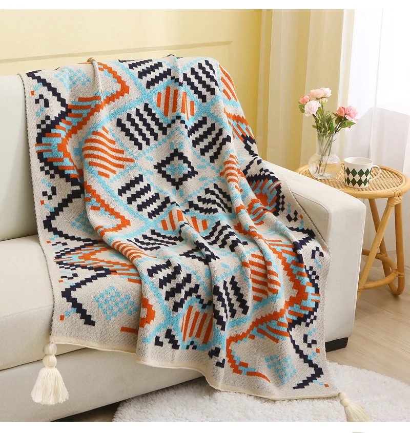

Sofa Throw Knit Crochet Soft Blankets Office Shawl Blanket Leisure Air Conditioning Blankets