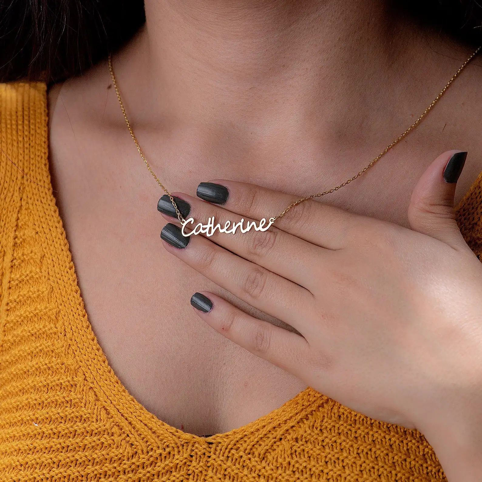 

Personality Stainless Steel Name Customized Gold Color Pendant Necklaces Link Chain Nameplate Necklaces Jewelry Gifts Collier