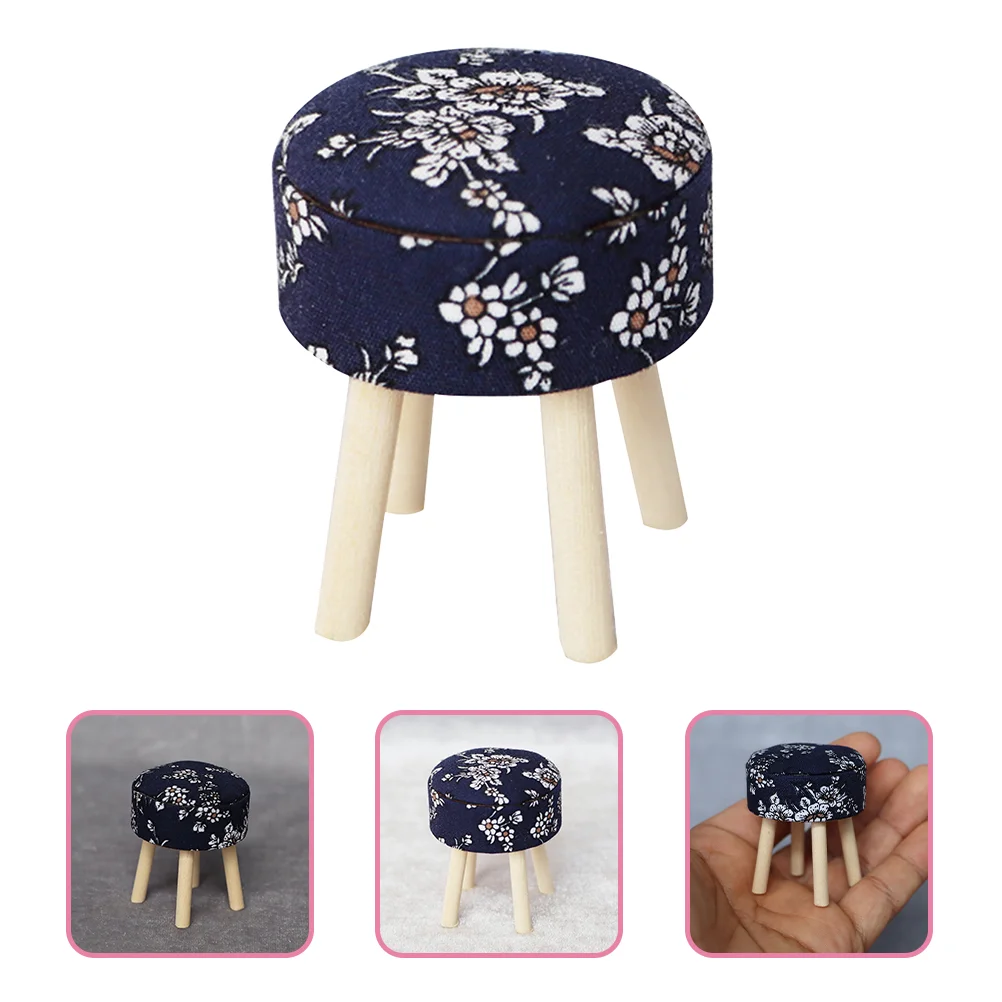 

2 Pcs Living Room Fabric Stool Mini House Fairy Ornament Chair Cloth Miniatures Accessories Ornaments Crafts Child Home