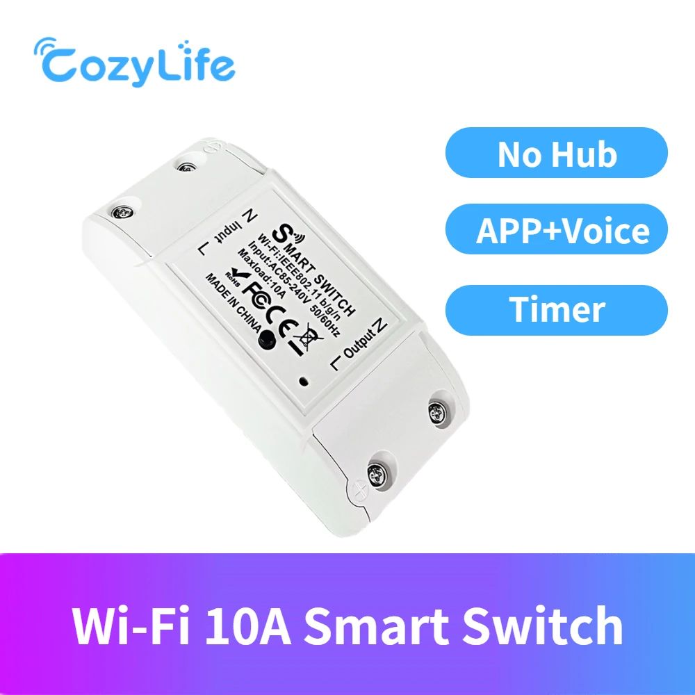 Умный выключатель CozyLife с поддержкой Wi-Fi и голосовым управлением 10 А |