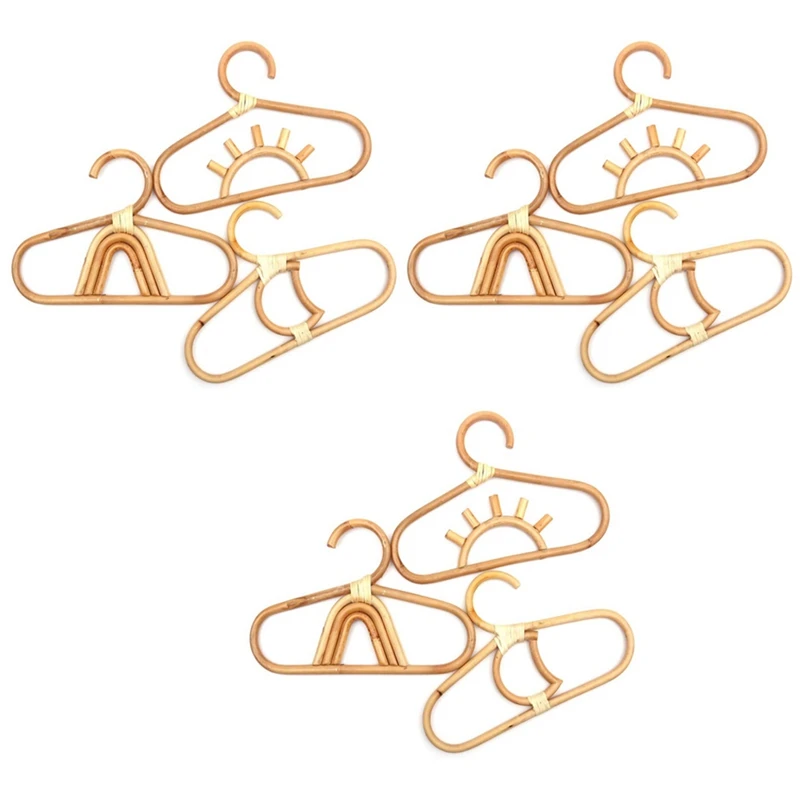 

9Pcs Rattan Kids Hanger Kids Garments Organizer Rack Hat Hanging Hook Wall Hooks Kids Room Decor Hanger