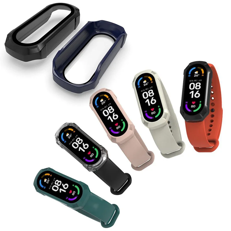 Защитное стекло экрана и чехол для Xiaomi Mi Band 7PRO 7 6 5 4, защитный браслет для PC, 2 в 1 умный чехол для часов с полной защитной пленкой.