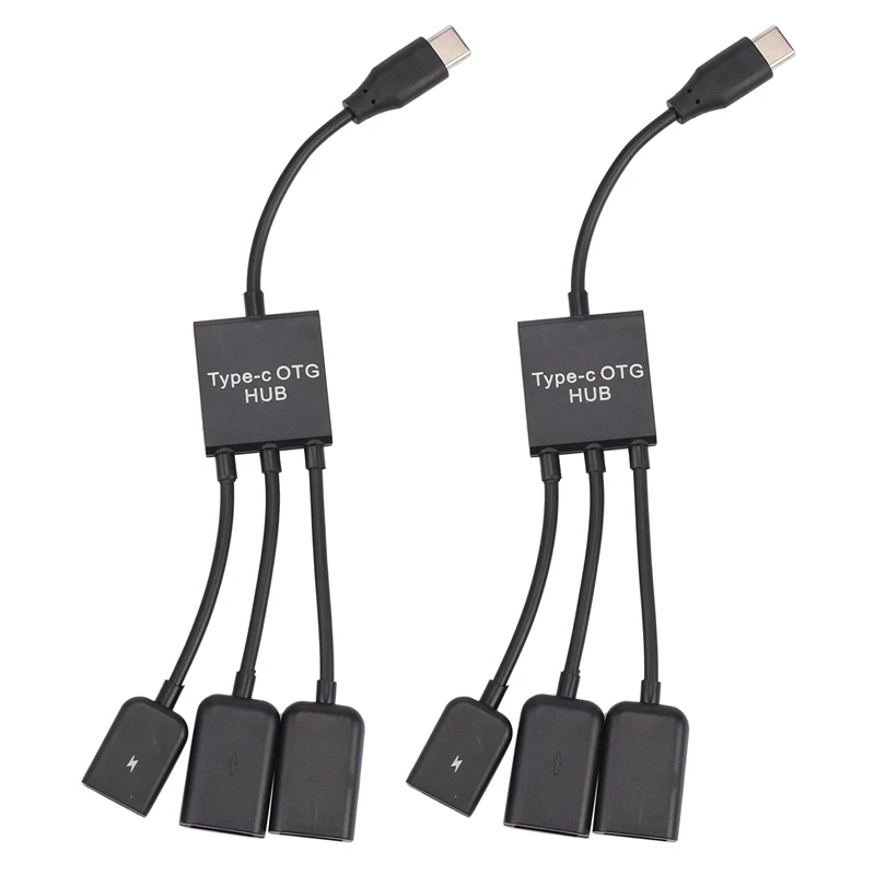 

2 шт., OTG-концентратор с портом USB Type-C (папа) на 2 порта USB A 2,0 (мама) + Micro-USB (мама)