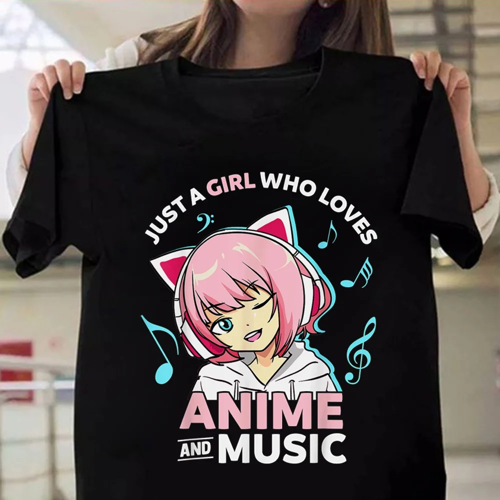 

Женская футболка с принтом аниме и музыки, с коротким рукавом
