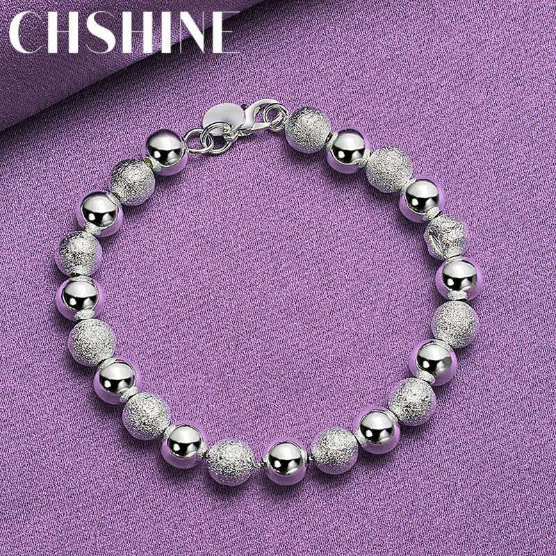 

CHSHINE 925 Sterling Silver Smooth Matte Beaded Chain Bracelet Fashion Charm Wedding Party For Women Jewelry Gifts