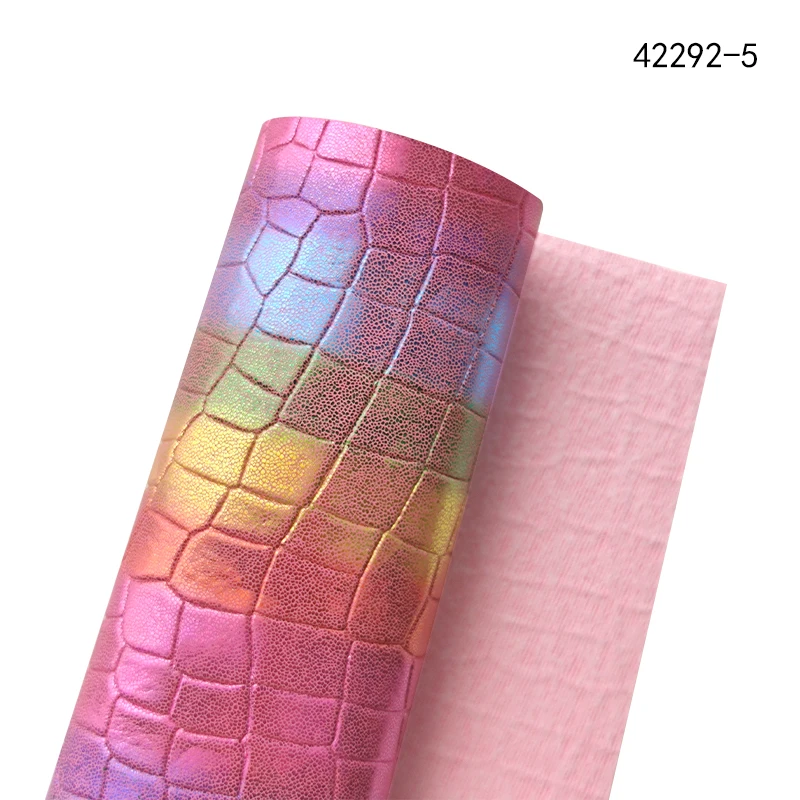 

Faux Leather Fabric Iridescent Crocodile Embossed PU for Making Crafts Accessories Mobile Phone Cases Handbags Notebook 30x135cm