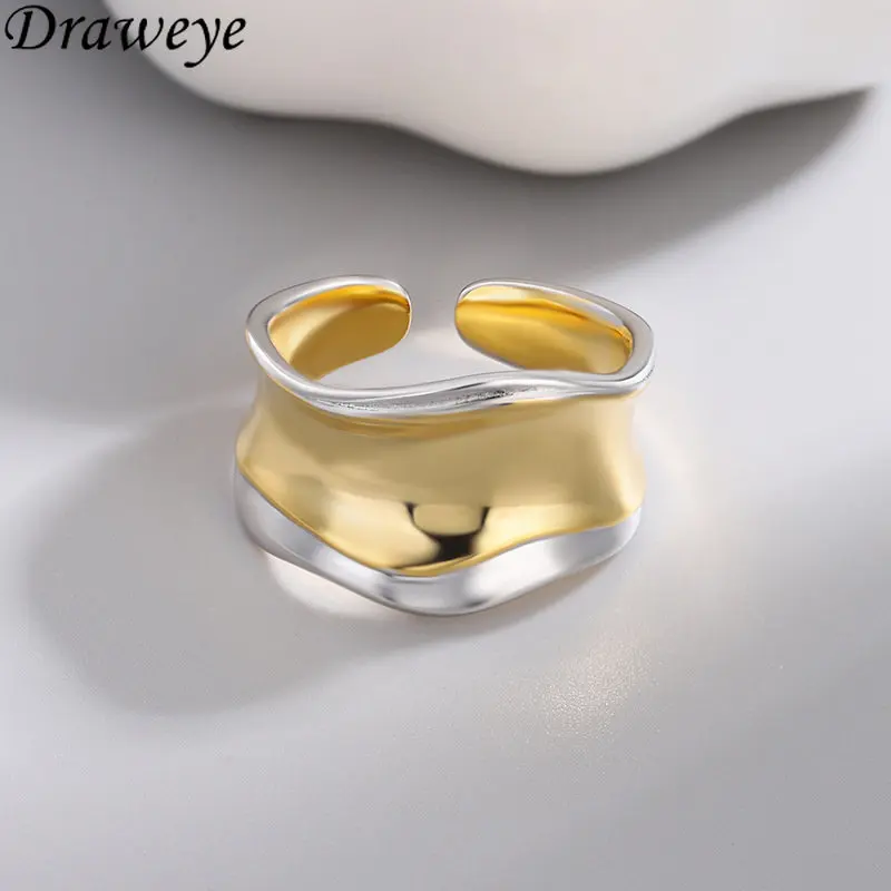 

Draweye Irregular Geometric Rings for Women Korean Fashion Vintage Elegant Contrast Color Jewelry Hiphop Simple Anillos Mujer
