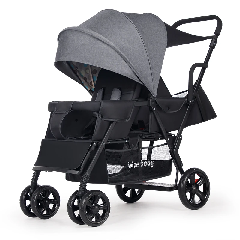 New Twin Baby Stroller Folding Double Stroller Can Sit Lying Lightweight Newborn Pram Portable Kids Mutiple Stroller Travel Cart