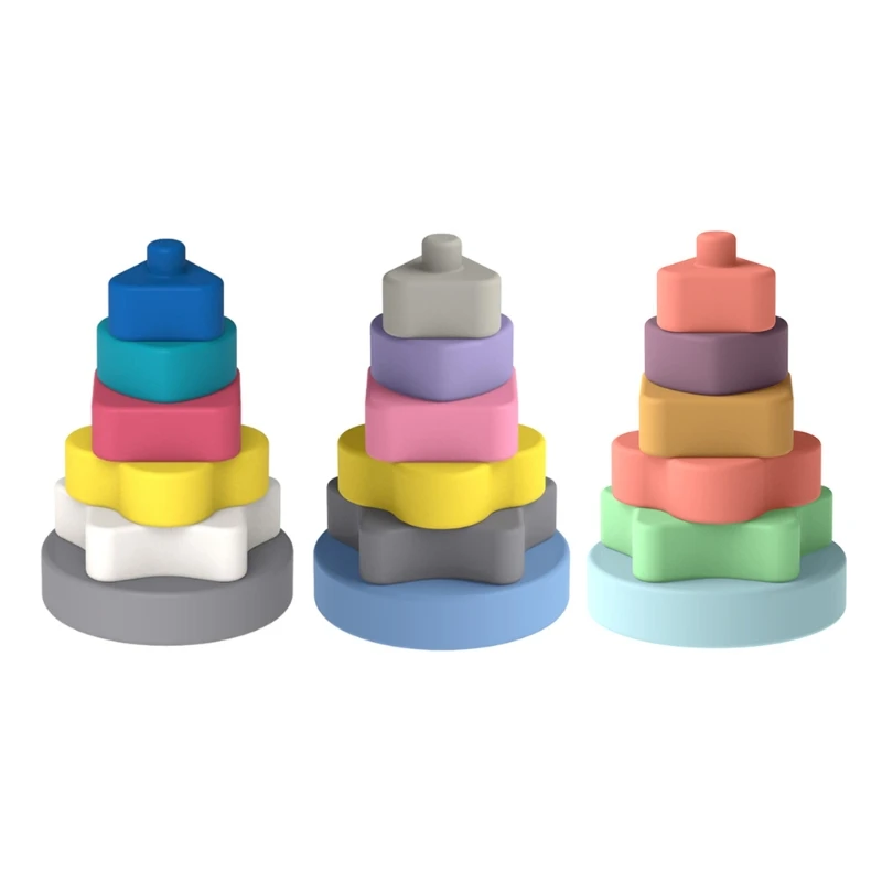 

Soft Stacker Building Blocks Game Nesting Rings Toy Parent-Child Interaction Toy Early Brain Development for Baby