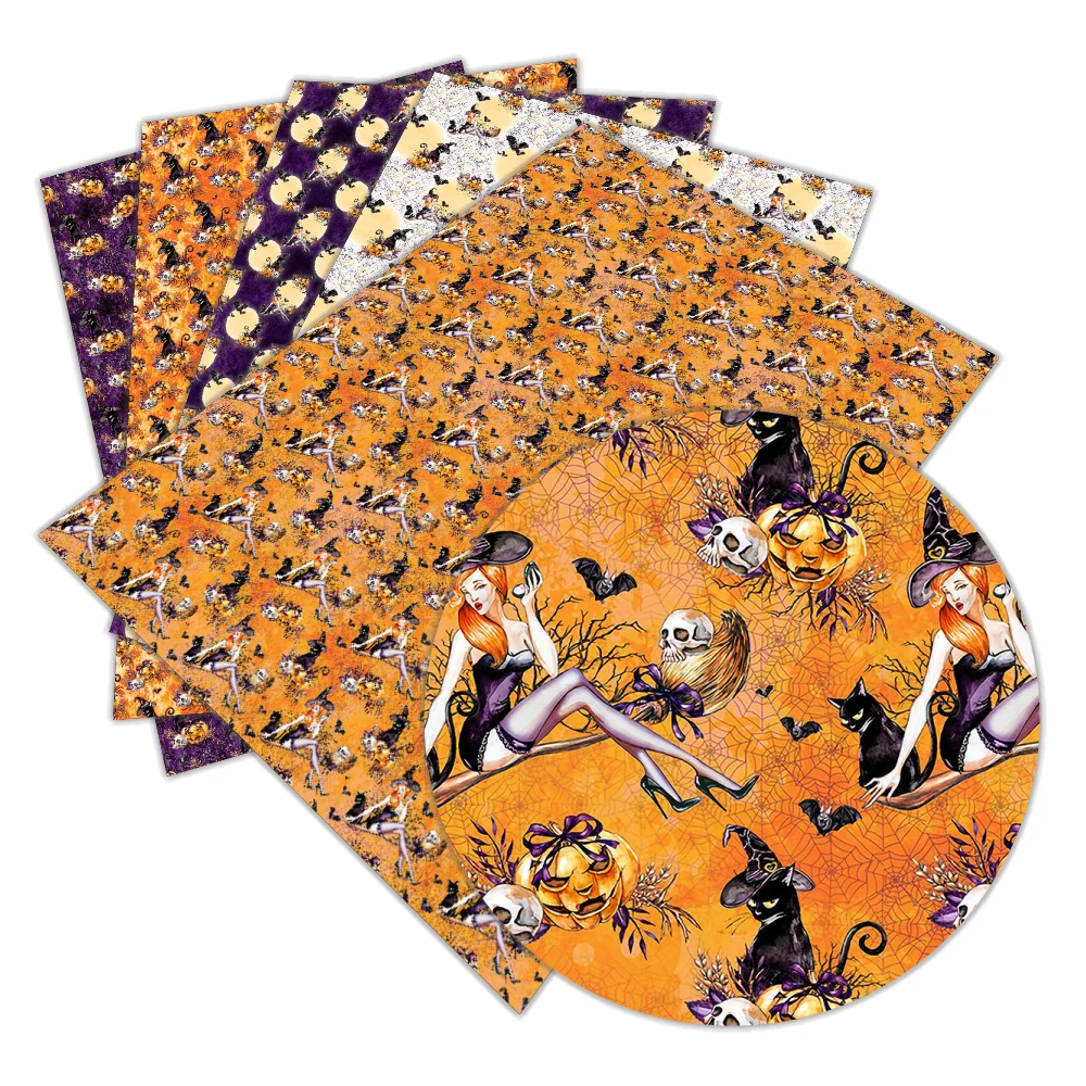 Искусственная кожа с принтом на Хэллоуин для обуви, 30 см X 136 см, украшение для сумки, одежды, дивана, автомобиля, материал «сделай сам» L082 L083