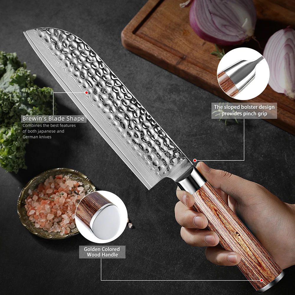 Нож Xituo Santoku 7 дюймов из дамасской стали |