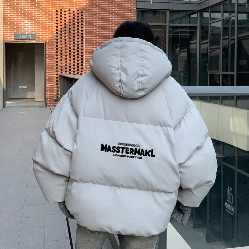 Winter Bread Jacket Fashion for Men Warm Male Parkas Big Size Letter Print 5XL Men's Cotton Coat Oversize Clothing 2024