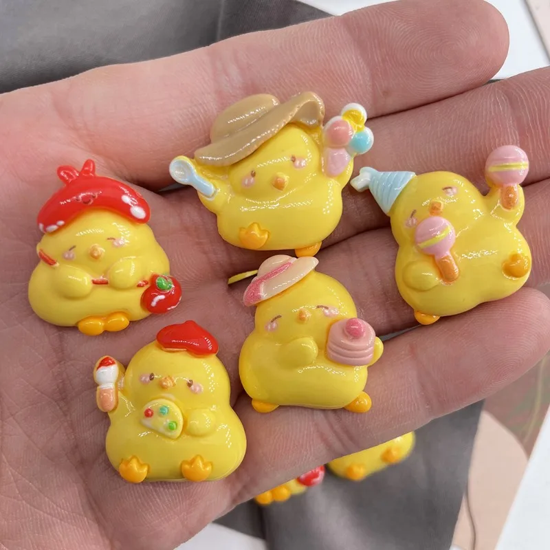 

5pcs Cartoon Yellow Chicken Series Resin Flatbacks Scrapbooking Kawaii Charms for Diy Wedding Hair Clip Accessories Crafts