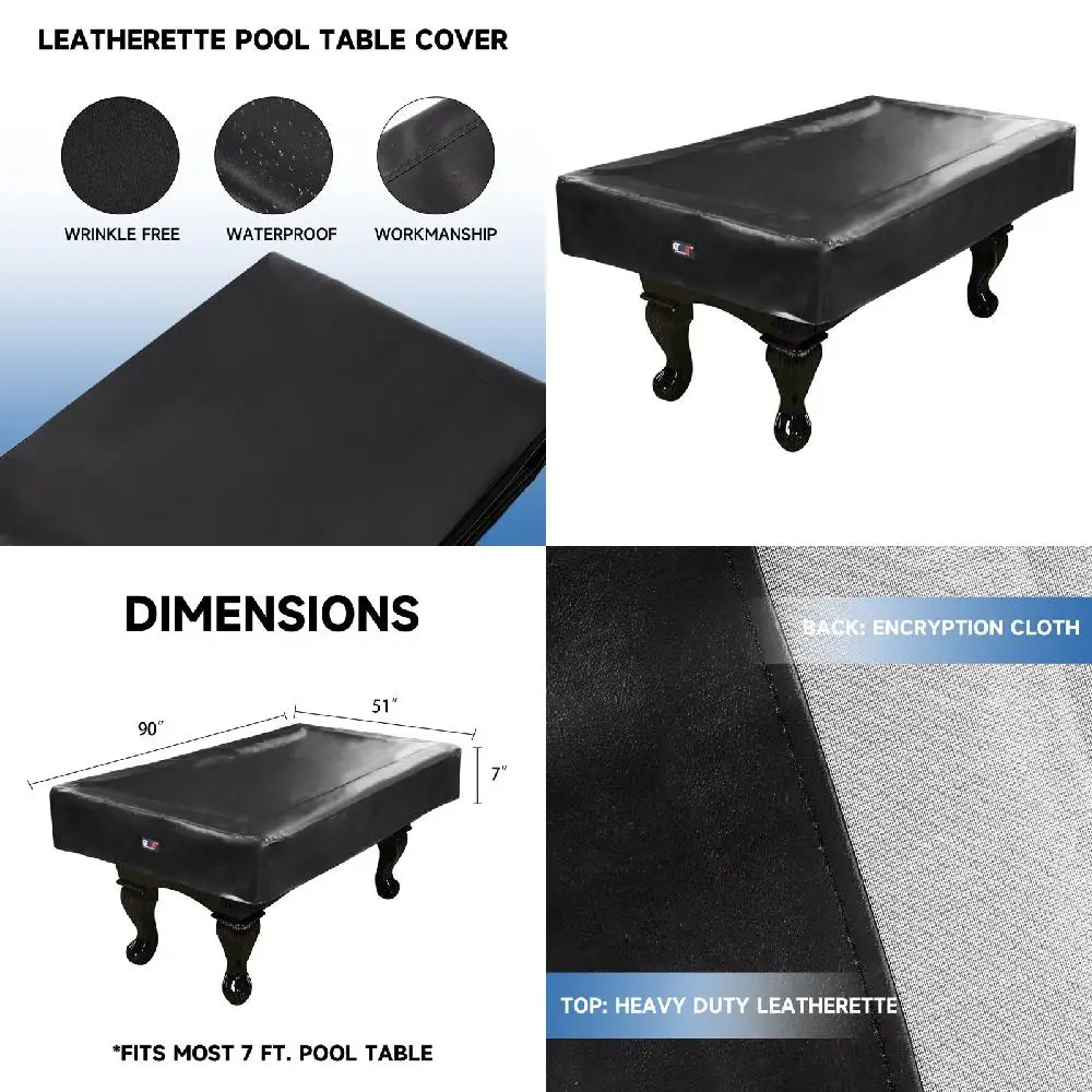 

Handsome Heavy-Duty Black Leatherette Billiard Pool Table Cover with Enhanced Durability and Maximum Protection for Superior Pro