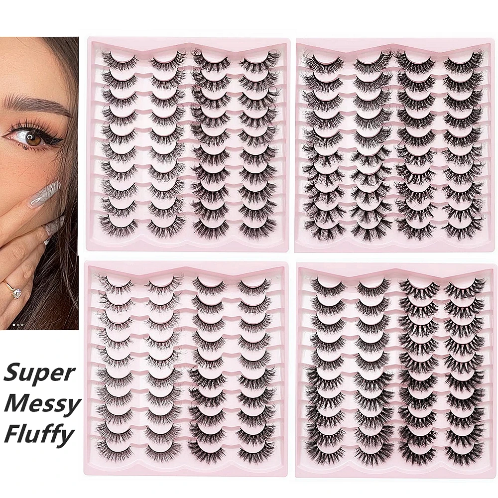 

5/20 Pairs 3D Mink Lashes Pack in bulk,Mix Dramatic Natrual False Mink Eyelashes,Messy Fluffy Long Faux Cils Packaging wholesale