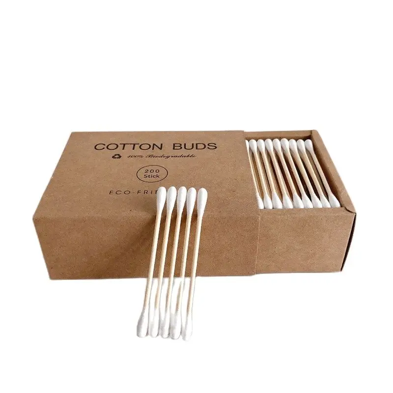 

100/200pc Double Head Cotton Swab Bamboo Cotton Swab Wood Sticks Disposable Buds Cotton For Beauty Makeup Nose Ears Cleaning