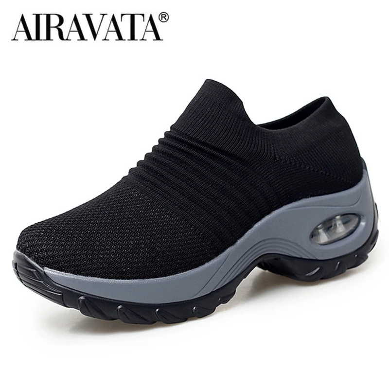 Women's Casual Shoes Chunky Sneakers Platform Walking Shoes Fashion Knited Casual Loafers Size 35-42