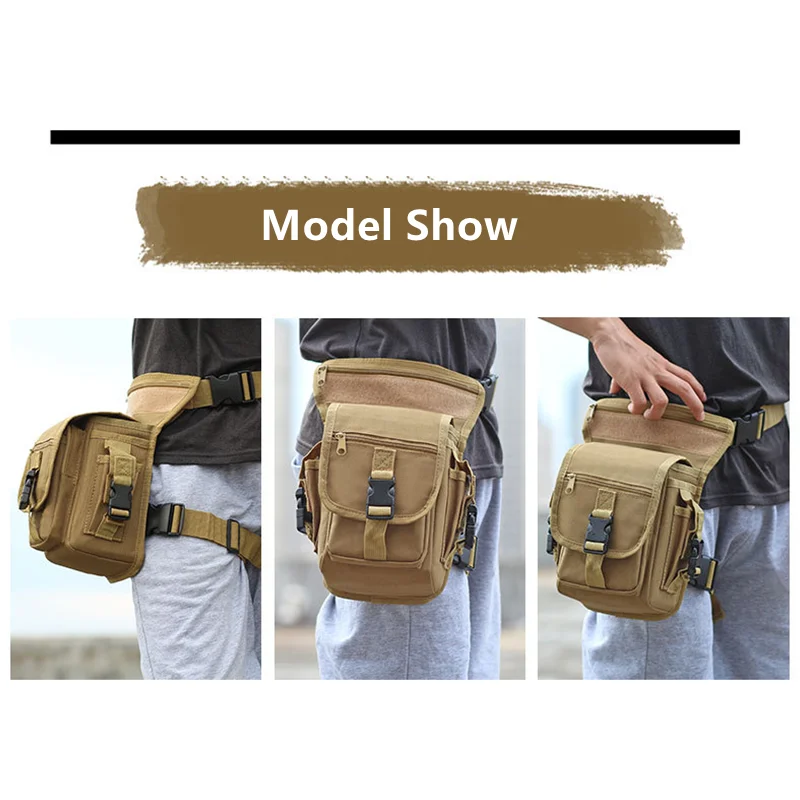 Canvas Straps Crossbody Waist Bag Men Multifunctional Waterproof Camouflage Outdoor Sports Cycling Tactical Leg Bag Hiking Bag