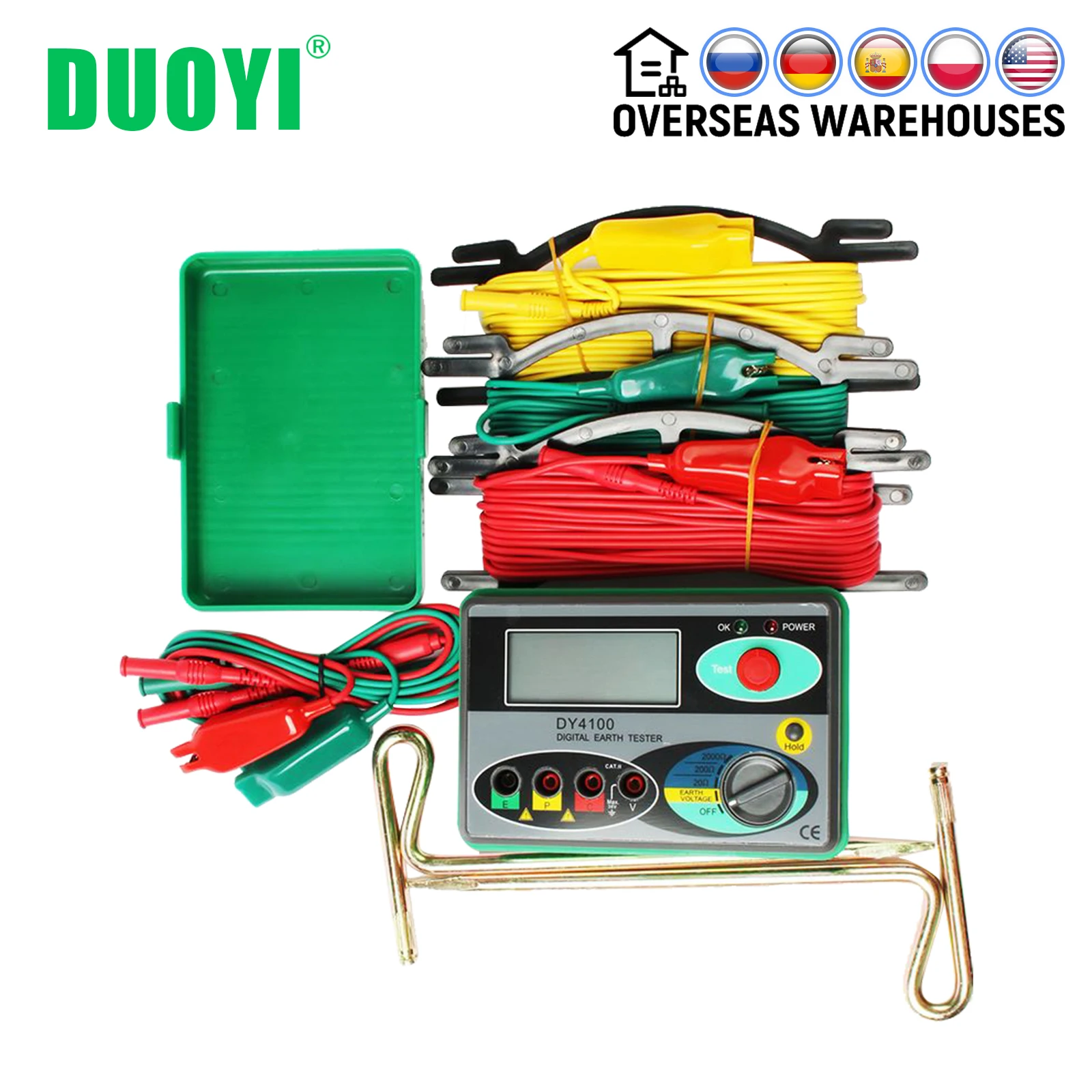 Megohmmeter 0-2000 Ohm Real Digital Earth Ground Resistance Meter Tester DY4100 Instruments Car Repair Inspection Electrician