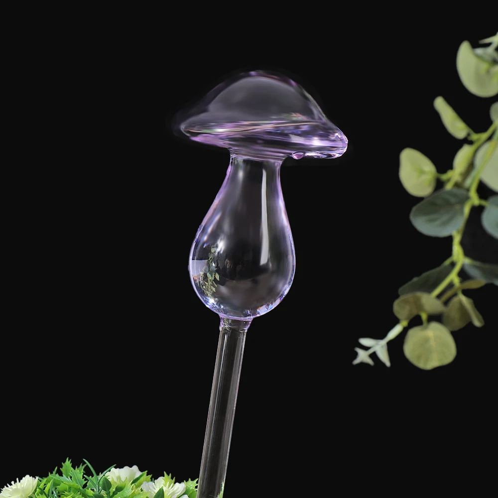 New Arrival Fashion 1Pcs Glass Plant Flowers Water Feeder Self Watering mushroom Design Plant Watering Kits images - 6