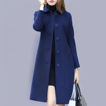 Women Coat Mid-Length Single-Breasted Turn-down Collar Elegant Soft Cardigan Plus Size Warm Lapel Winter Jacket for Work 1