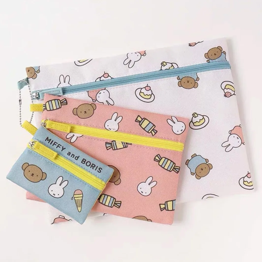 Kawaii Miffy 3 комплекта канцелярских принадлежностей сумка для хранения сертификатов