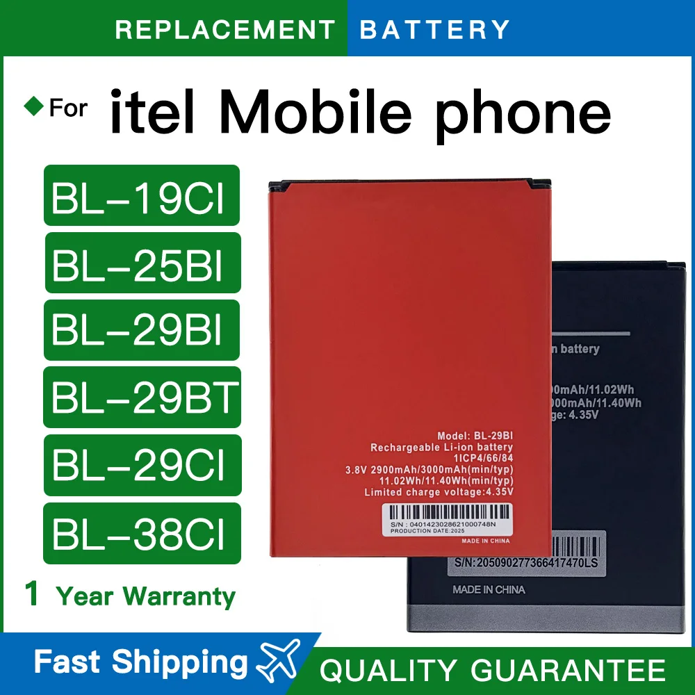 Фото Аккумуляторы BL-19CI, BL-25BI, BL-29BI, BL-29BT, BL-29CI, BL-38CI для мобильных смартфонов Itel, совместимые сменные батареи + быстрая доставка №1