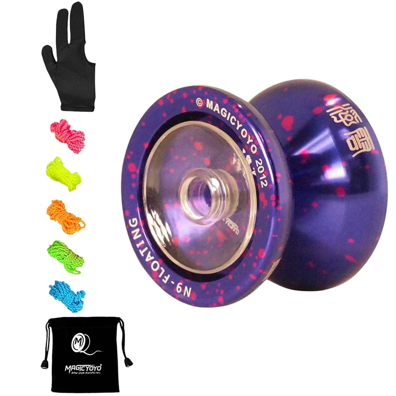 

MAGICYOYO N9 Floating Metal Yoyo Side Shaft Top Fingerplay Aluminum Alloy Professional Yoyo With 5 Strings,Gloves