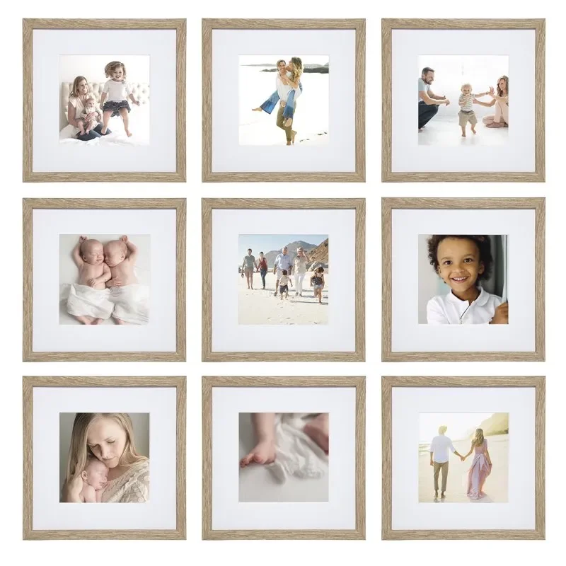 

Home 9 Piece Gallery Wall Frame Set, 12x12 in. Matted to 8x8 in. (Light Natural)