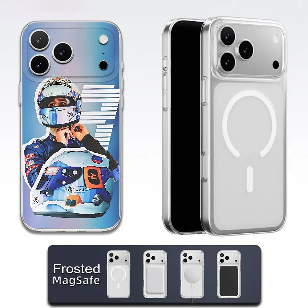 Фото Прозрачный белый чехол D-Daniel Driver R-Ricciardo 3 для iPhone 17, 16, 15, 14, 13, 12, 11, Pro, Max с магнитной беспроводной зарядкой №5